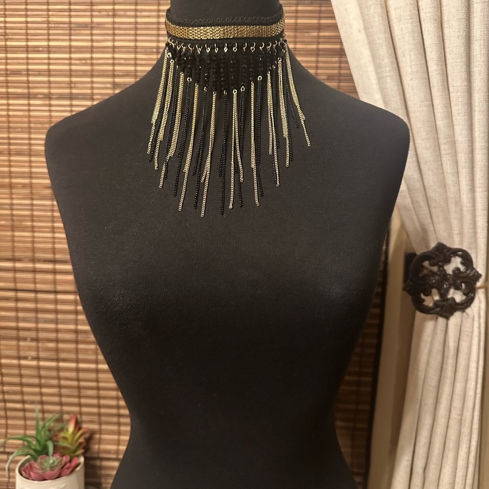 Park Lane Black and Gold Statement Choker